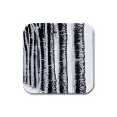 Row Trees Nature Birch Rubber Square Coaster (4 Pack)  by Celenk