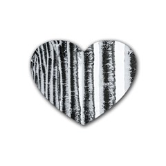 Row Trees Nature Birch Rubber Coaster (heart) 