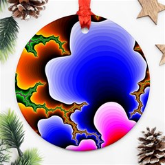 Fractal Background Pattern Color Round Ornament (two Sides) by Celenk