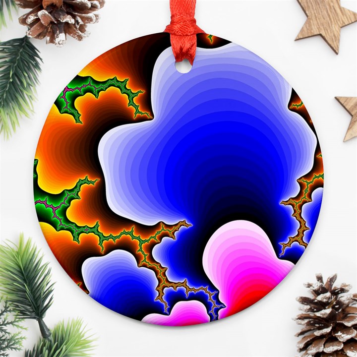 Fractal Background Pattern Color Round Ornament (Two Sides)