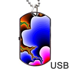 Fractal Background Pattern Color Dog Tag Usb Flash (two Sides) by Celenk