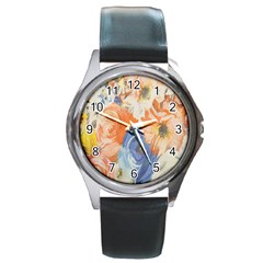 Texture Fabric Textile Detail Round Metal Watch