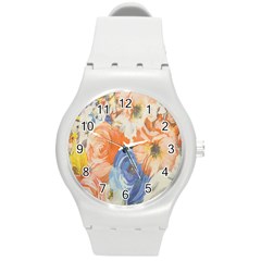 Texture Fabric Textile Detail Round Plastic Sport Watch (M)