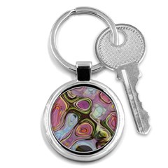 Retro Background Colorful Hippie Key Chains (round)  by Celenk