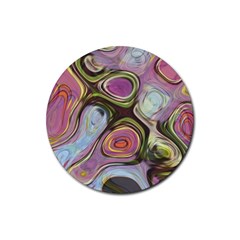 Retro Background Colorful Hippie Rubber Coaster (round)  by Celenk