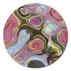 Retro Background Colorful Hippie Magnet 5  (round) by Celenk