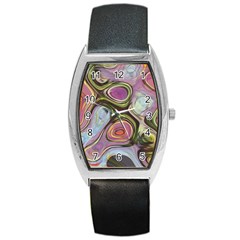 Retro Background Colorful Hippie Barrel Style Metal Watch by Celenk