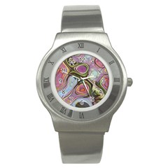 Retro Background Colorful Hippie Stainless Steel Watch by Celenk