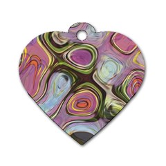 Retro Background Colorful Hippie Dog Tag Heart (one Side)