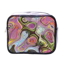 Retro Background Colorful Hippie Mini Toiletries Bags by Celenk