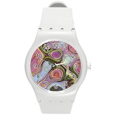 Retro Background Colorful Hippie Round Plastic Sport Watch (m) by Celenk