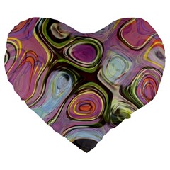 Retro Background Colorful Hippie Large 19  Premium Heart Shape Cushions by Celenk