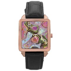 Retro Background Colorful Hippie Rose Gold Leather Watch  by Celenk