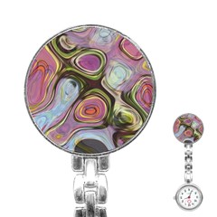 Retro Background Colorful Hippie Stainless Steel Nurses Watch by Celenk