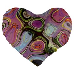 Retro Background Colorful Hippie Large 19  Premium Flano Heart Shape Cushions by Celenk