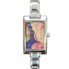 Fabric Textile Abstract Pattern Rectangle Italian Charm Watch