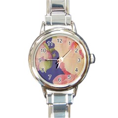 Fabric Textile Abstract Pattern Round Italian Charm Watch