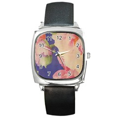 Fabric Textile Abstract Pattern Square Metal Watch