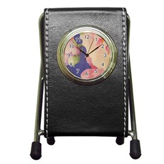 Fabric Textile Abstract Pattern Pen Holder Desk Clocks