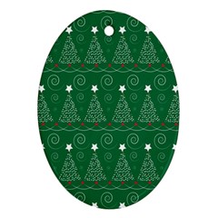 Christmas Tree Holiday Star Oval Ornament (two Sides) by Celenk