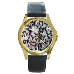 Pattern Wallpaper Organization Round Gold Metal Watch by Celenk