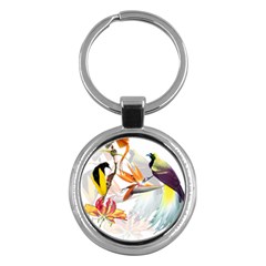 Birds Of Paradise Key Chains (round)  by TKKdesignsCo