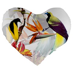 Birds Of Paradise Large 19  Premium Heart Shape Cushions by TKKdesignsCo