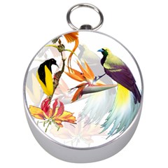 Birds Of Paradise Silver Compasses by TKKdesignsCo