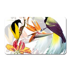 Exotic Birds Of Paradise And Flowers Watercolor Magnet (rectangular) by TKKdesignsCo