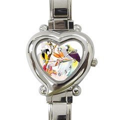 Exotic Birds Of Paradise And Flowers Watercolor Heart Italian Charm Watch by TKKdesignsCo