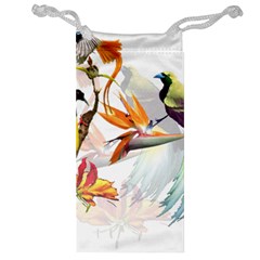 Exotic Birds Of Paradise And Flowers Watercolor Jewelry Bag by TKKdesignsCo