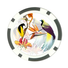 Exotic Birds Of Paradise And Flowers Watercolor Poker Chip Card Guard