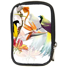 Exotic Birds Of Paradise And Flowers Watercolor Compact Camera Cases by TKKdesignsCo