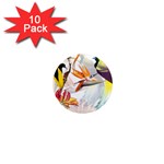 Exotic Birds of Paradise and Flowers Watercolor 1  Mini Magnet (10 pack)  Front