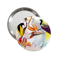 Exotic Birds Of Paradise And Flowers Watercolor 2 25  Handbag Mirrors by TKKdesignsCo