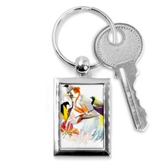 Exotic Birds Of Paradise And Flowers Watercolor Key Chains (rectangle)  by TKKdesignsCo