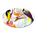 Exotic Birds of Paradise and Flowers Watercolor Oval Magnet Front