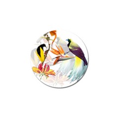 Exotic Birds Of Paradise And Flowers Watercolor Golf Ball Marker