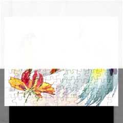 Exotic Birds Of Paradise And Flowers Watercolor Rectangular Jigsaw Puzzl by TKKdesignsCo