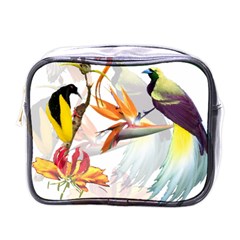 Exotic Birds Of Paradise And Flowers Watercolor Mini Toiletries Bags by TKKdesignsCo