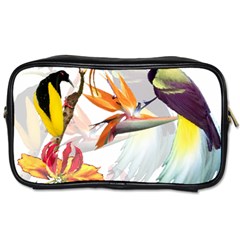 Exotic Birds Of Paradise And Flowers Watercolor Toiletries Bags 2-side by TKKdesignsCo