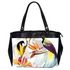 Exotic Birds Of Paradise And Flowers Watercolor Office Handbags (2 Sides)  by TKKdesignsCo