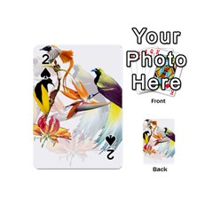 Exotic Birds Of Paradise And Flowers Watercolor Playing Cards 54 (mini)  by TKKdesignsCo