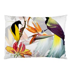 Exotic Birds Of Paradise And Flowers Watercolor Pillow Case (two Sides)