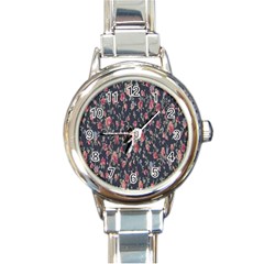 Pattern Flowers Pattern Flowers Round Italian Charm Watch by Celenk