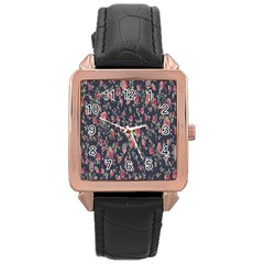 Pattern Flowers Pattern Flowers Rose Gold Leather Watch  by Celenk