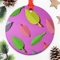 Leaves Autumn Nature Trees Ornament (round) by Celenk