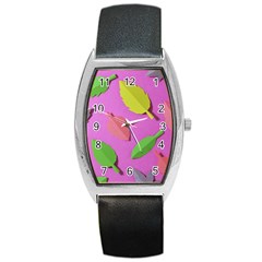 Leaves Autumn Nature Trees Barrel Style Metal Watch by Celenk