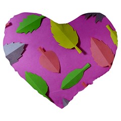 Leaves Autumn Nature Trees Large 19  Premium Heart Shape Cushions by Celenk