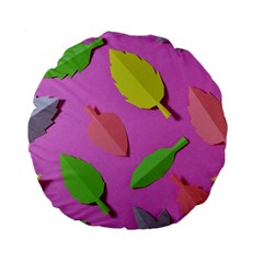 Leaves Autumn Nature Trees Standard 15  Premium Flano Round Cushions by Celenk